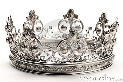 Beautuful shiny crown with medieval ornament and jeewelry. Ancient king or quenn crown. Generated AI. Stock Photo