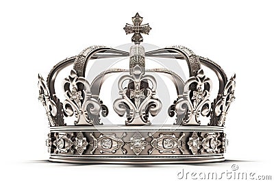 Beautuful shiny crown with medieval ornament and jeewelry. Ancient king or quenn crown. Generated AI. Stock Photo