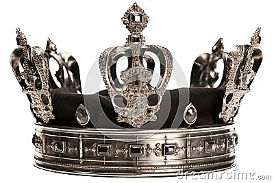 Beautuful shiny crown with medieval ornament and jeewelry. Ancient king or quenn crown. Generated AI. Stock Photo