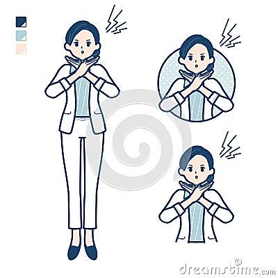 Beauty advisor woman with Making a Cross with arms images Vector Illustration