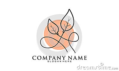 Beauty aesthetic leaf logo design vector Vector Illustration