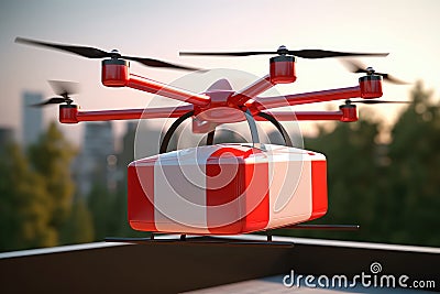Beauty and atmosphere of unmanned drone deliveries. Generative AI Stock Photo