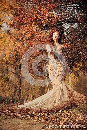 Beauty autumn woman Stock Photo
