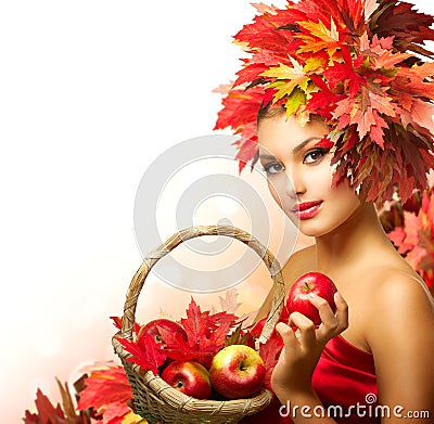 Beauty Autumn Woman Stock Photo