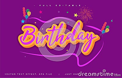 Beauty Birthday text effect design editable vector, light effect theme, bold and modern style and elegant, everything you can easy Stock Photo