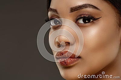 Beauty black skin woman African Ethnic female face. Young african american model. Lux model Stock Photo