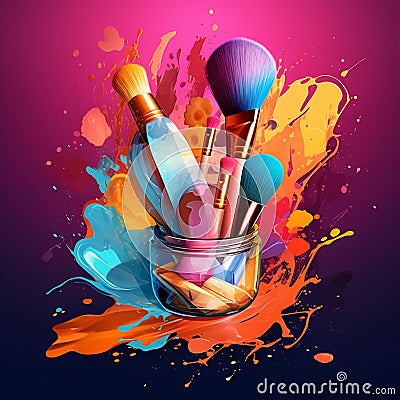 The Beauty Blender: Crafting Artistic Makeup Marvels Cartoon Illustration