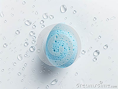 Beauty blender on a white background with water drops. Stock Photo