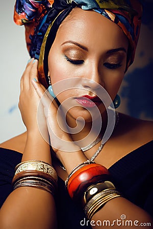 Beauty bright african woman with creative make up Stock Photo