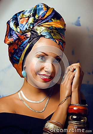 Beauty bright african woman with creative make up Stock Photo