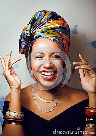 Beauty bright african woman with creative make up Stock Photo