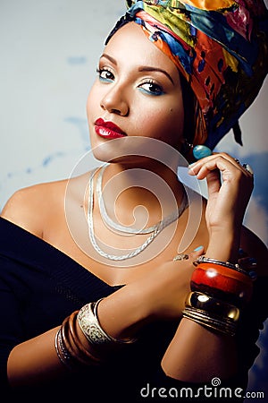 Beauty bright african woman with creative make up Stock Photo