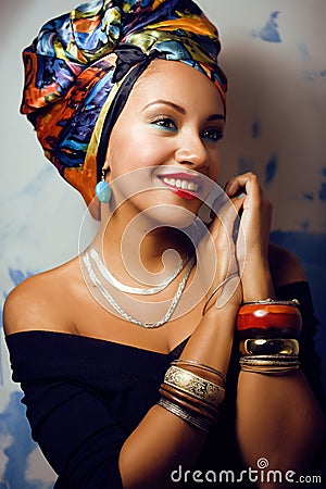 Beauty bright african woman with creative make up Stock Photo