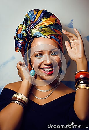 Beauty bright african woman with creative make up Stock Photo