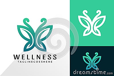 Beauty Butterfly Wellness Logo Vector Design, Creative Logos Designs Concept for Template Vector Illustration