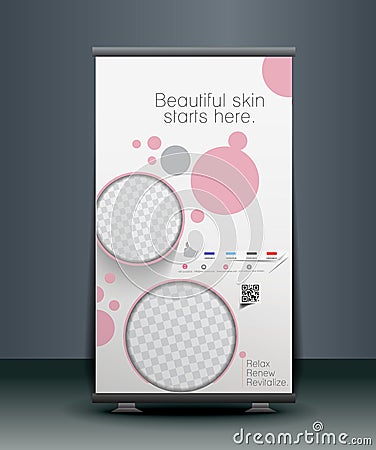 Beauty Care Salon Roll Up Banner Vector Illustration