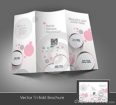 Beauty Care & Salon Tri-Fold Brochure Vector Illustration