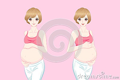 Beauty cartoon pregnant women Vector Illustration