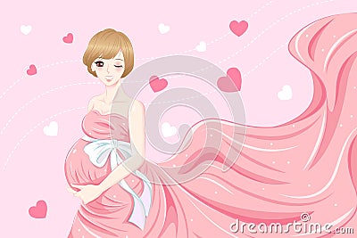 Beauty cartoon pregnant women Vector Illustration