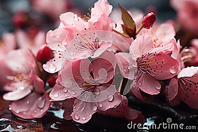 Beauty cherry blossoms snowy elegance, spring session photos Stock Photo