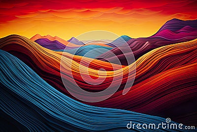 Beauty of colorful mountains, where the essence of nature meets minimalist aesthetics. Stock Photo