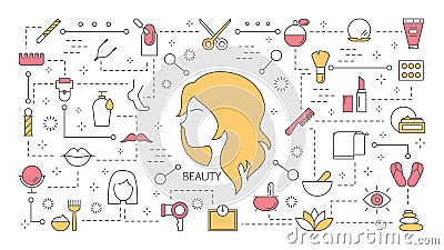 Beauty concept. Idea of fashion lifestyle and face cosmetics Vector Illustration