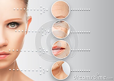 Beauty concept skin aging. anti-aging procedures Stock Photo