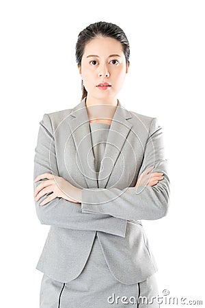 Beauty confident asian business woman cross arm standing Stock Photo