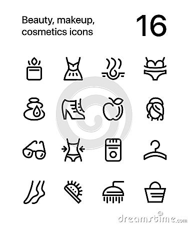 Beauty, cosmetics, makeup icons for web and mobile design pack 2 Vector Illustration