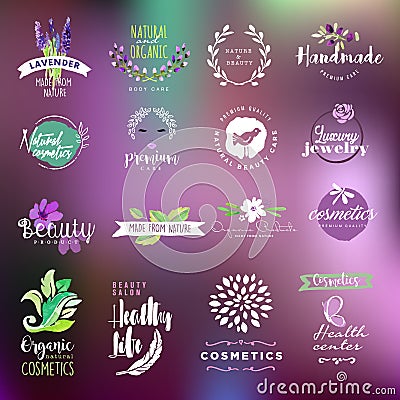 Beauty and cosmetics signs collection Vector Illustration