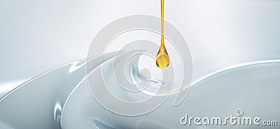 Beauty cream with golden oil drop Cartoon Illustration