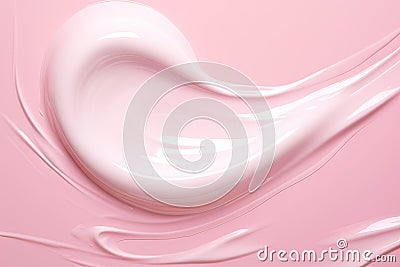 Beauty cream smear texture background. White cream, lotion, moisturizer, skin care cosmetic product smear on pastel pink Stock Photo