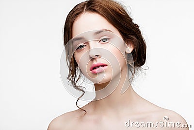 Beauty cute fashion model with natural make up Stock Photo