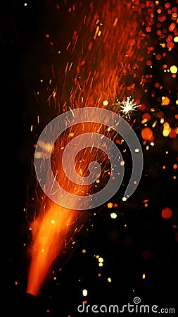 Beauty of dangerous fireworks diwali. Stock Photo