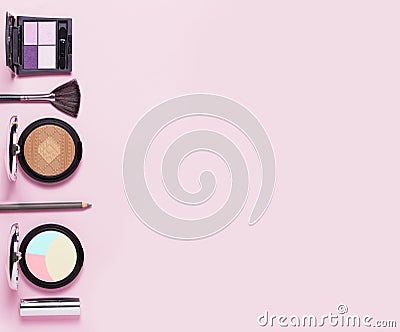 Beauty, decorative cosmetics. Makeup brushes set Stock Photo