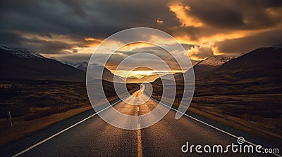 Generative AI, Wandering Horizons: Capturing the Essence of Road Trips Stock Photo