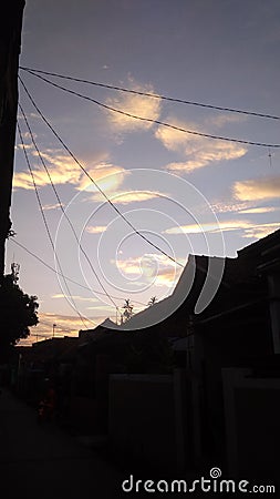 The beauty of the evening sky in Majalaya Bandung Stock Photo
