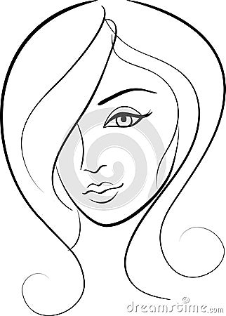 Beauty face girl portrait Vector Illustration