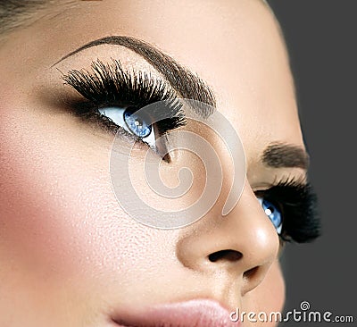 Beauty Face Makeup. Eyelashes extensions Stock Photo