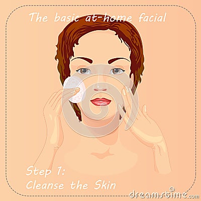 Beauty facial procedure vector illustration. Face care. Vector Illustration