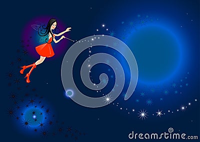 Beauty fairy with magic wand Stock Photo