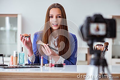 The beauty fashion blogger recording video Stock Photo