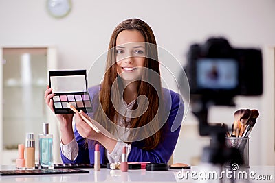 The beauty fashion blogger recording video for blog Stock Photo