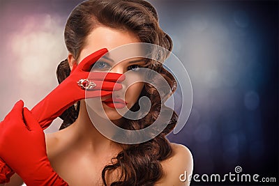 Beauty Fashion Glamorous Model Girl Portrait. Stock Photo