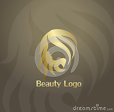 Beauty fashion icon or logo with woman face and hair Vector Illustration
