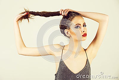 Beauty and fashion, makeup and cosmetics, youth and sexuality, hairdresser Stock Photo