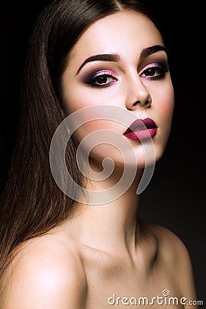 Beauty fashion model girl with bright makeup Stock Photo