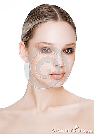 Beauty fashion model with natural makeup skin care Stock Photo