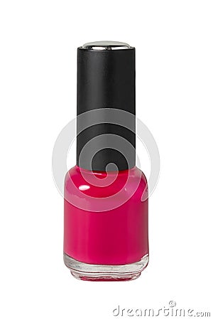 Beauty, fashion and nail art. Bottle of red colorful nail polish isolated on white Stock Photo