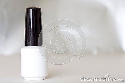 Beauty, fashion and Nail art concept. Manicure bottle white gel nail polish mock up with copy space Stock Photo